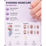 Dusty Purple Bow & Rhinestone Press‑On Nails, Short Round Gentle Style Pearl Glitter False Nails